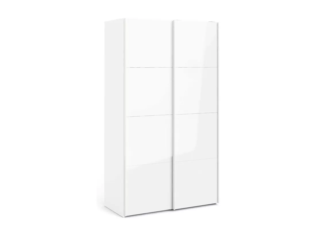 Garde-robe 2 portes Adria, Meubles de chambre, Penderie de plain-pied, Placard à vêtements, 122x62 h220 cm, Blanc brillant