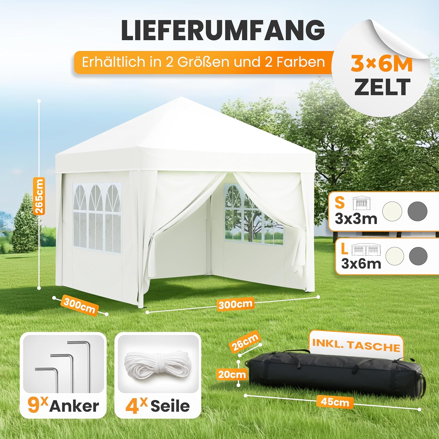 Pavillon 3x3 Wasserdicht Stabil Winterfest und UV 50+ Schutz - Faltpavillon mit Seitenwänden - Pop Up Zelt für Garten, Camping, Märkte - Gartenpavillon (Beige, 3x3m)