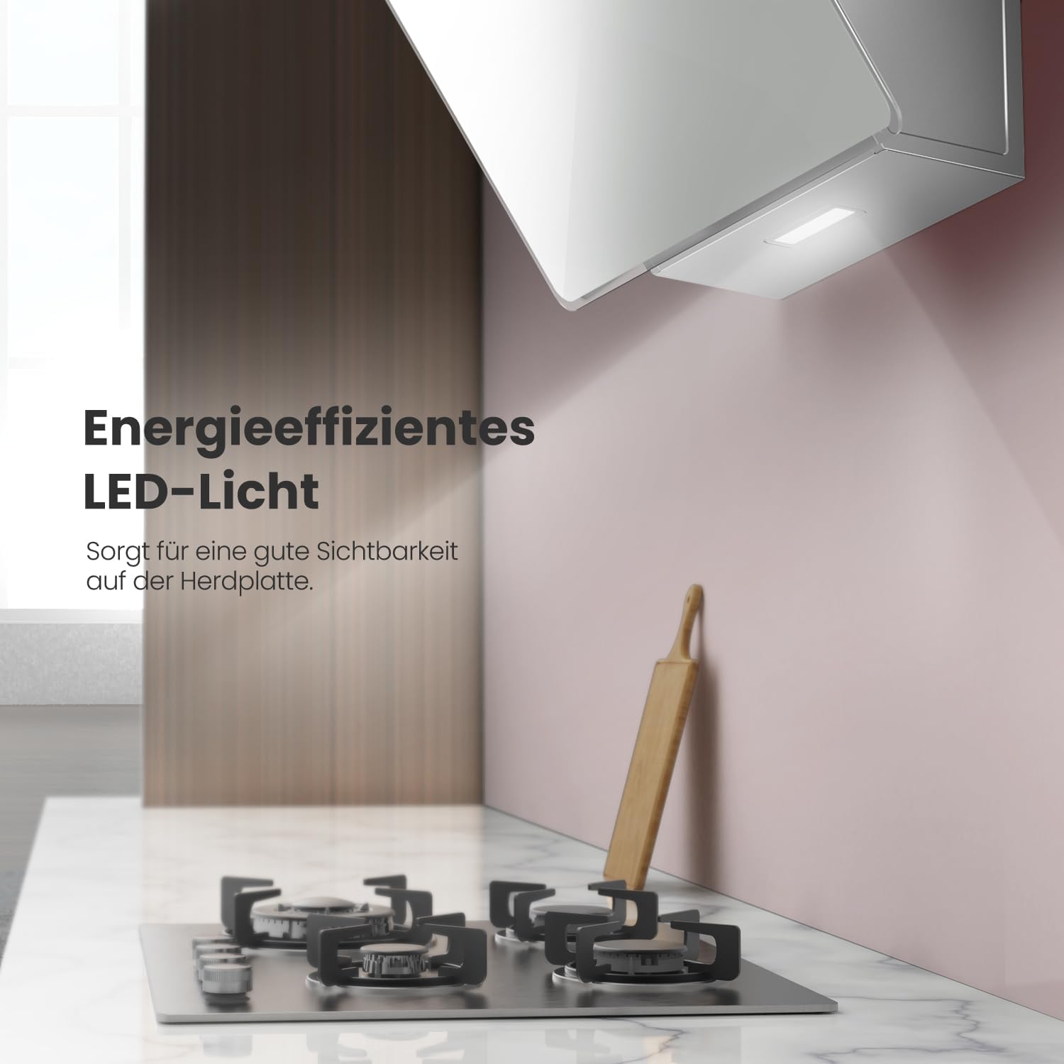 A+ Dunstabzugshaube 60cm CHK 3.6J64A1W Wandhaube aus gehärtetem Glas und Edelstahl mit Touchscreen, LED und Umluft- und Kanalsystem Wandmontierte Dunstabzugshaube, Weiß
