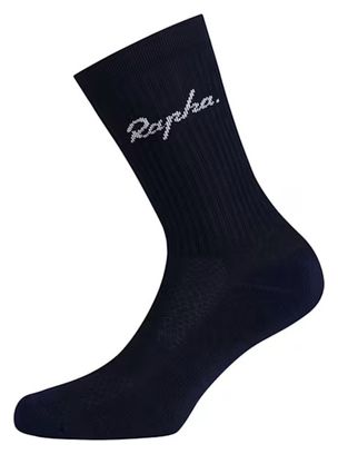 Chaussettes Rapha Cotton Crew Bleu Foncé/Blanc