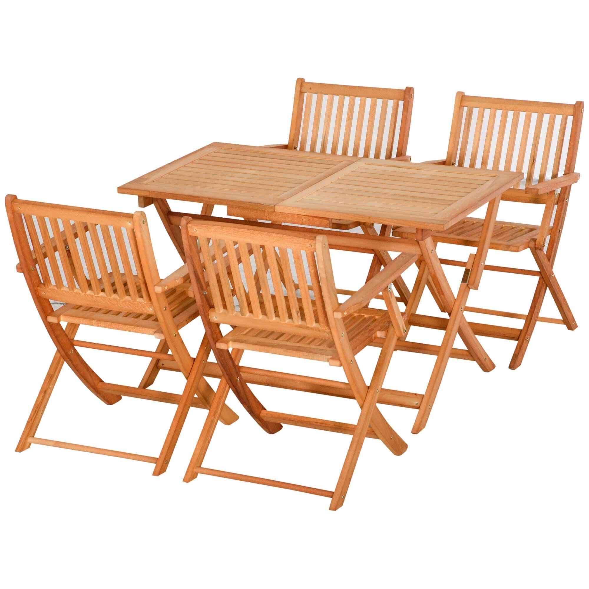 Outsunny 5-teiligen Essgruppe mit Klappfunktion natur 120L x 70B x 72H cm |