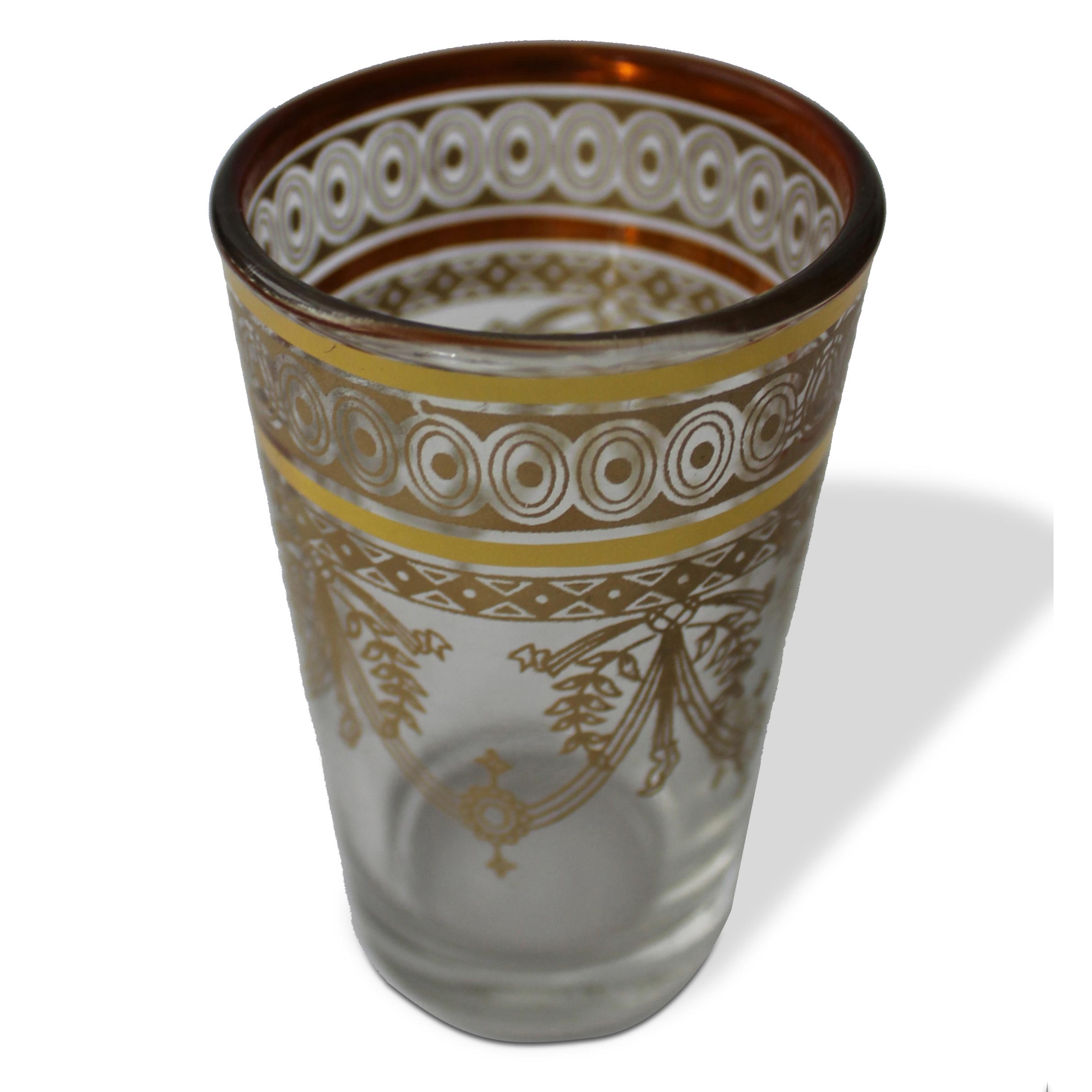 Teeglas mit Goldverzierung, gold, H 9 cm, Ø 5 cm zu 4,40