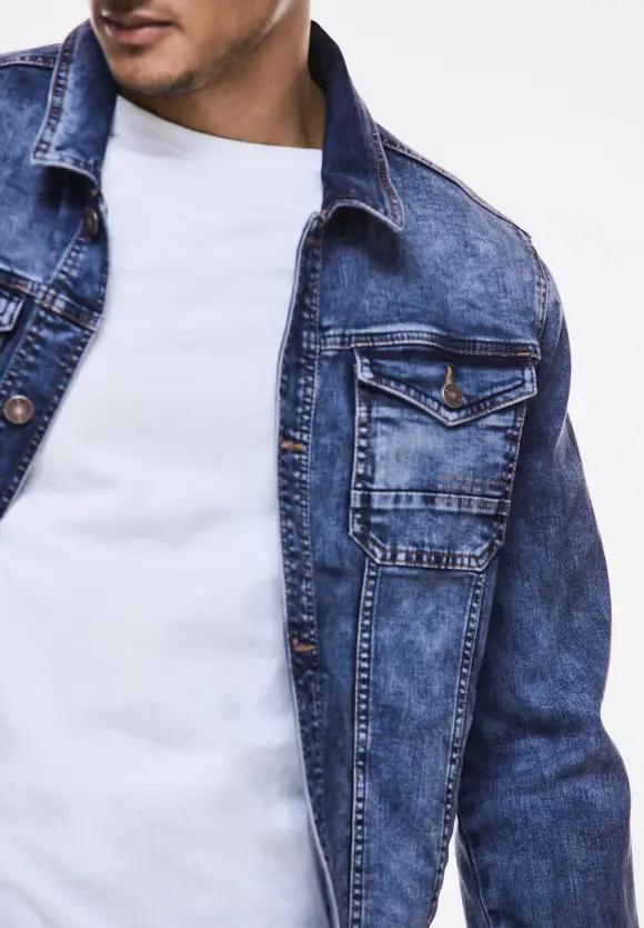 Mittelblaue Jeansjacke - indigo blue random wash