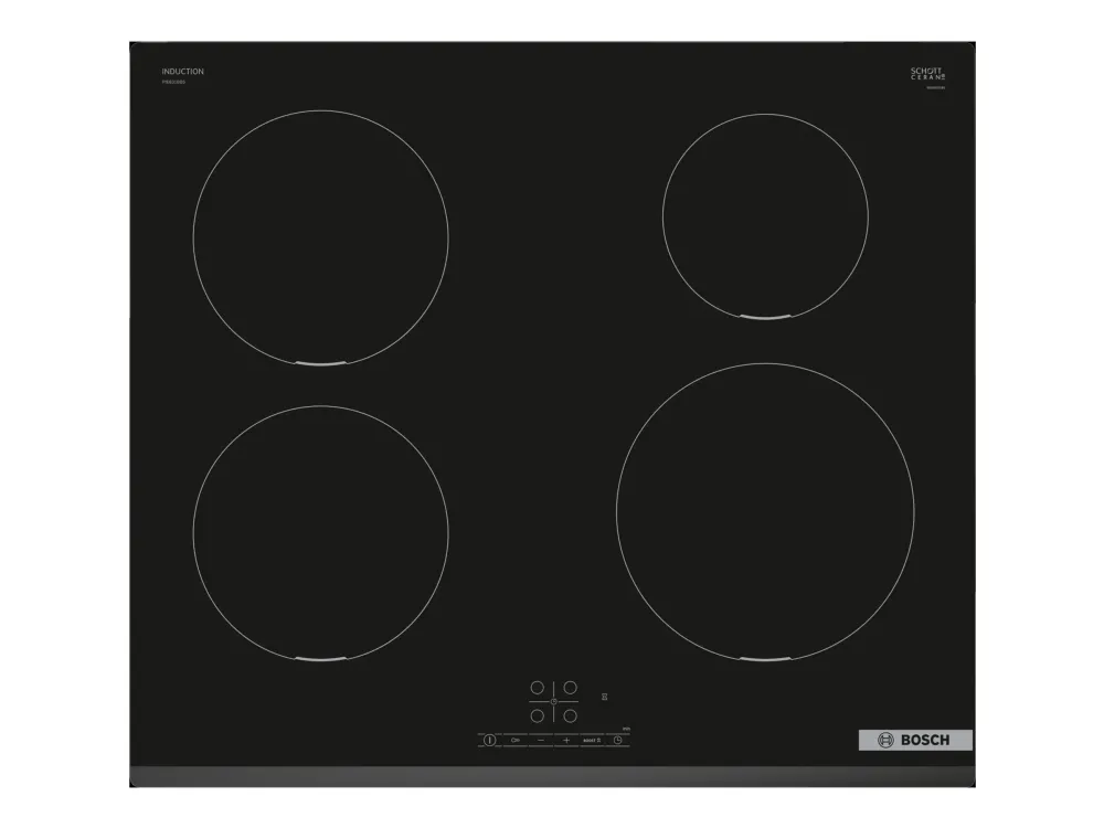 Bosch Serie | 4 PIE631BB5E - Induktions kogeplade - 4 plader - Niche - bredde: 56 cm - dybde: 49 cm - rammeløs, - facet - sort