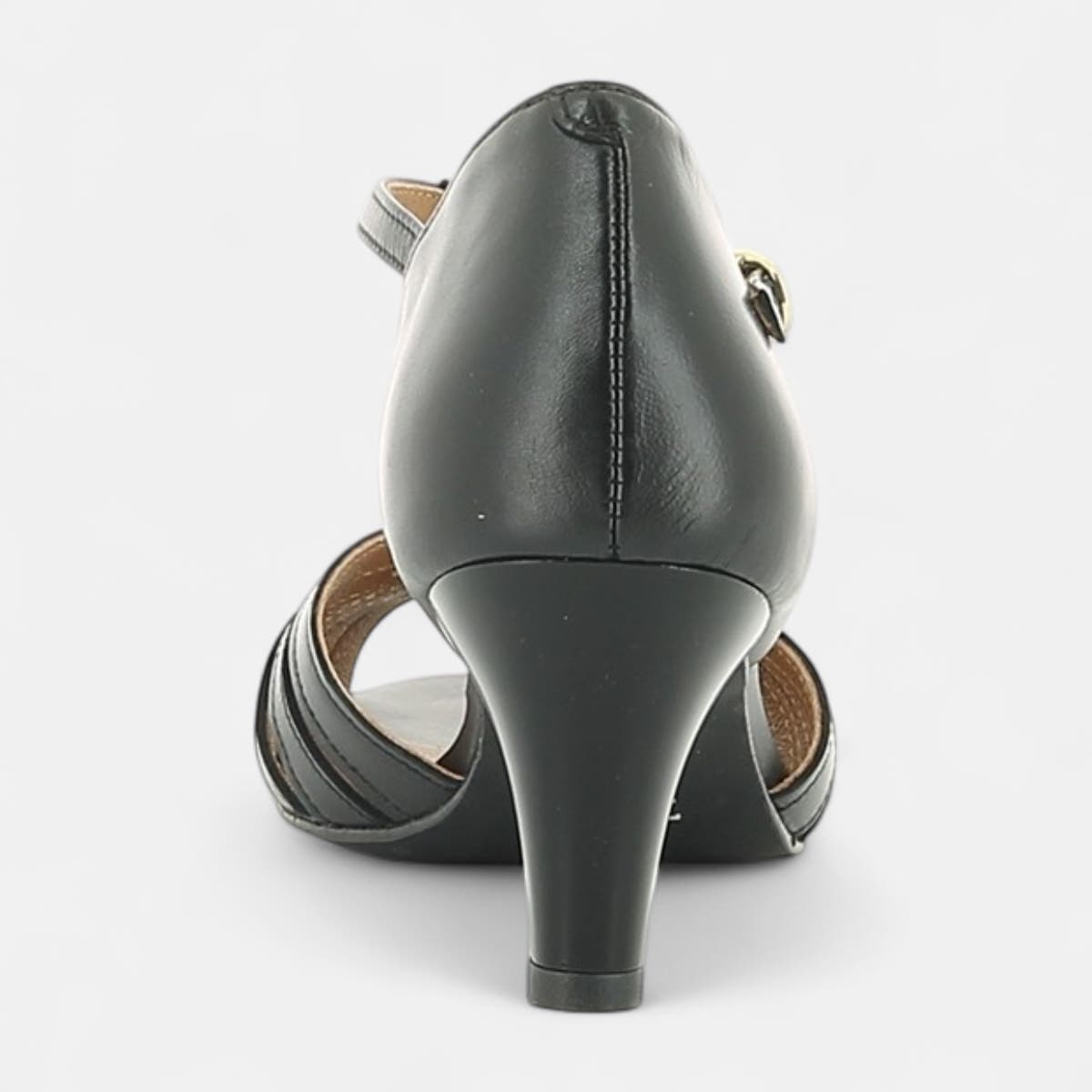 Nu-pieds à talon Femme en cuir noir