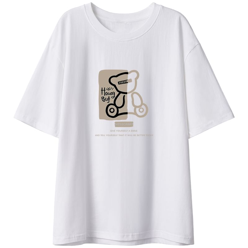 Magimomo - T-shirt met korte mouwen en ronde hals en berenprint