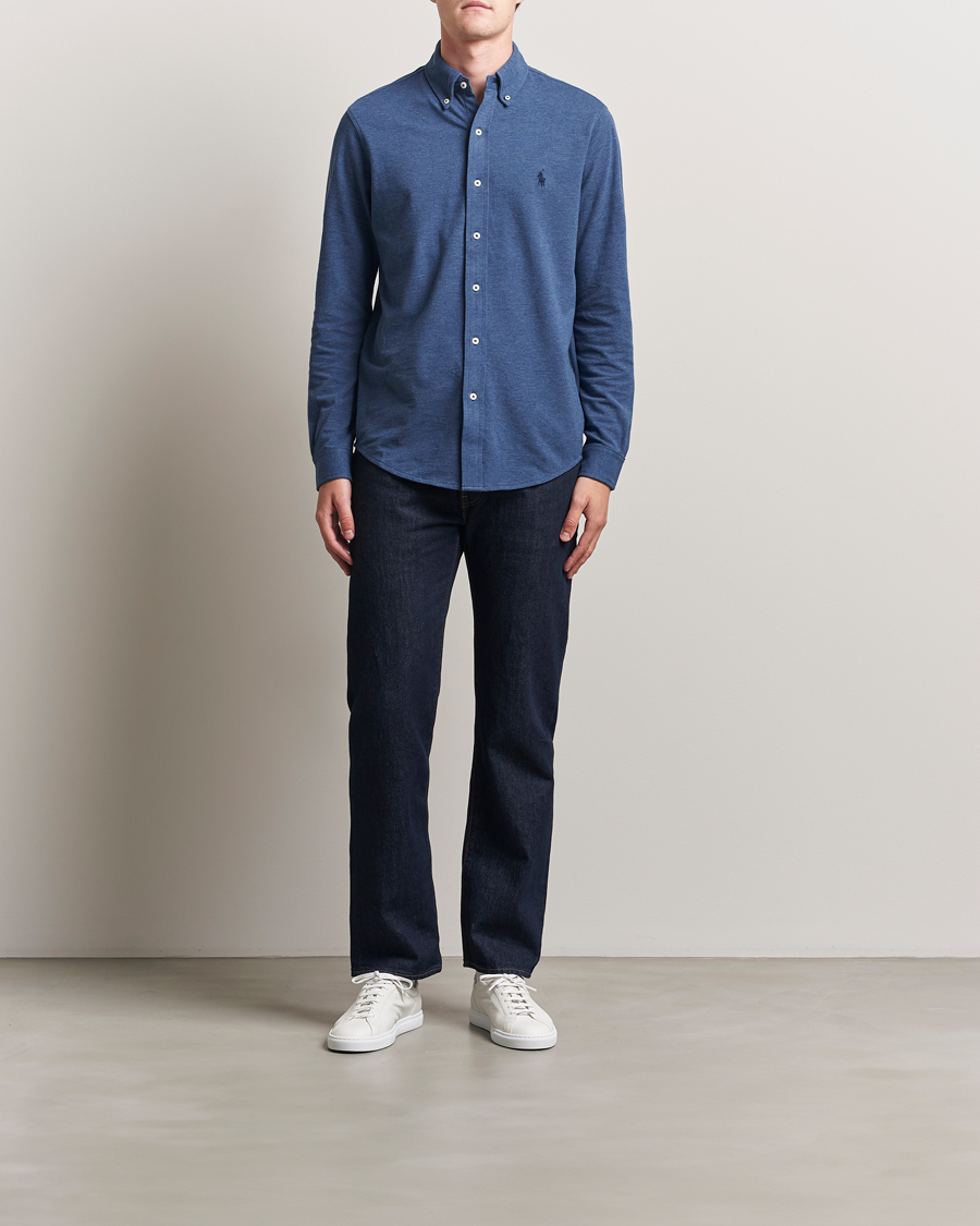 Polo Ralph Lauren Featherweight Mesh Shirt Derby Blue Heather