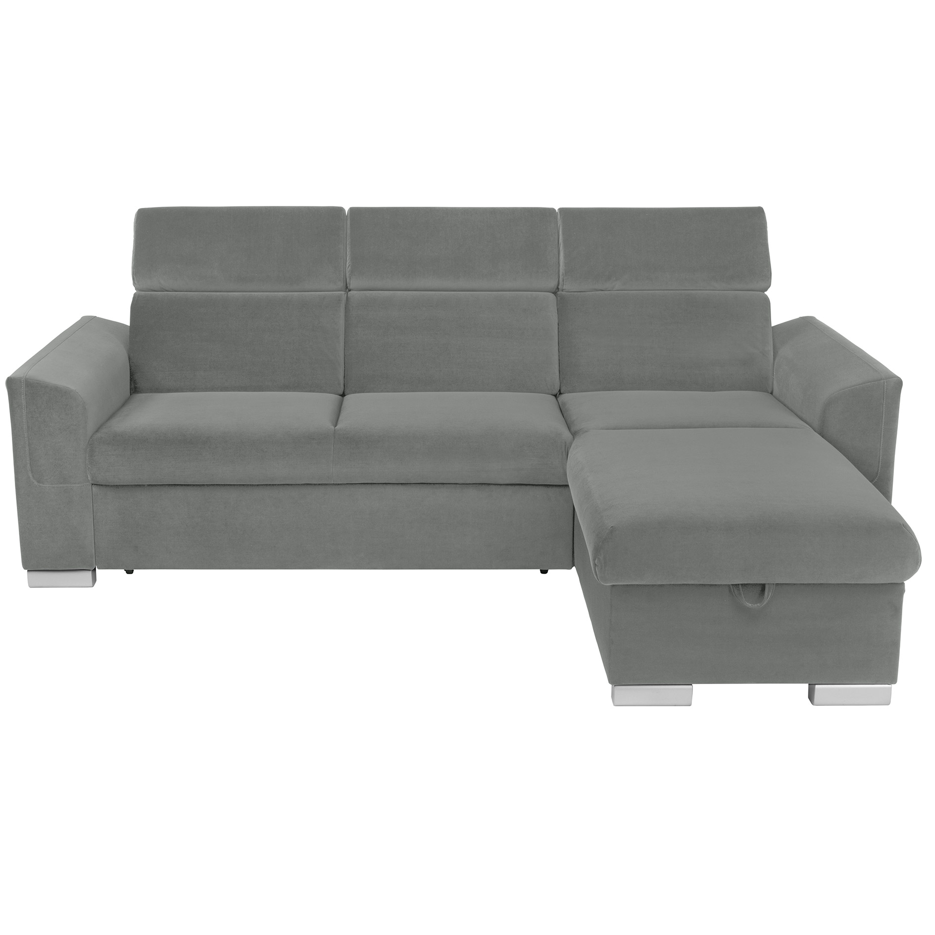 Ecksofa - grey - mit Kissen - Liegefunktion und Staukasten