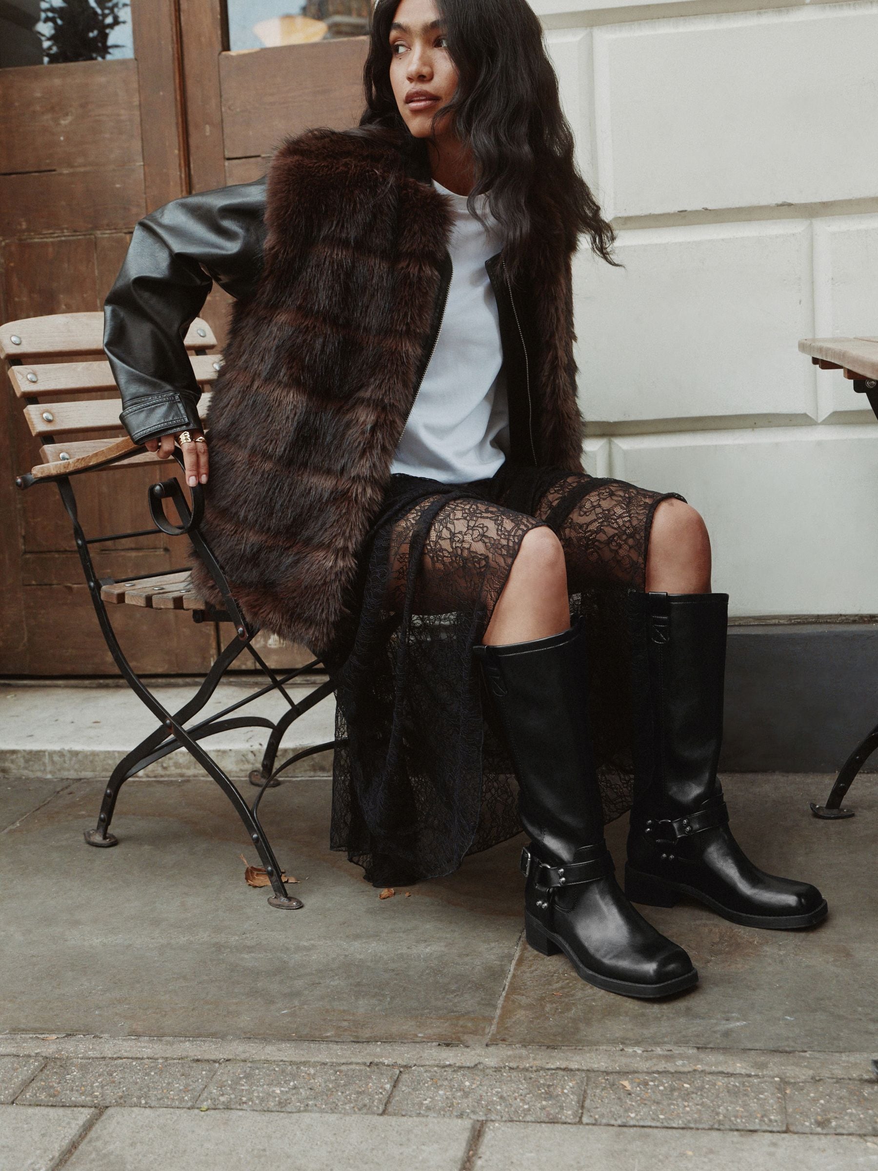 Zwart - Forever Comfort® Knee High Biker Boots