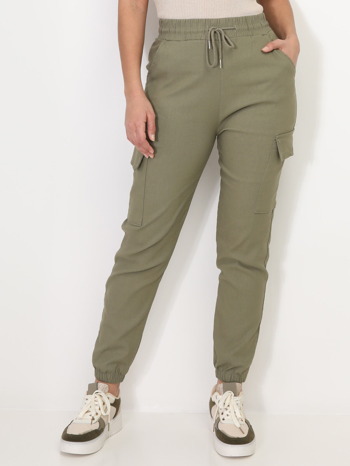 Pantalon cargo style jogging- Kaki