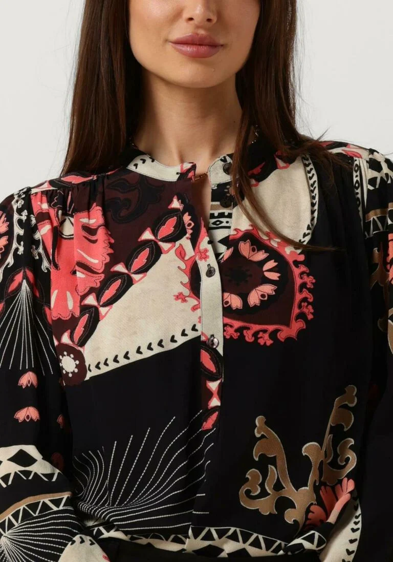 SUMMUM zwarte summum blouse top scarf print