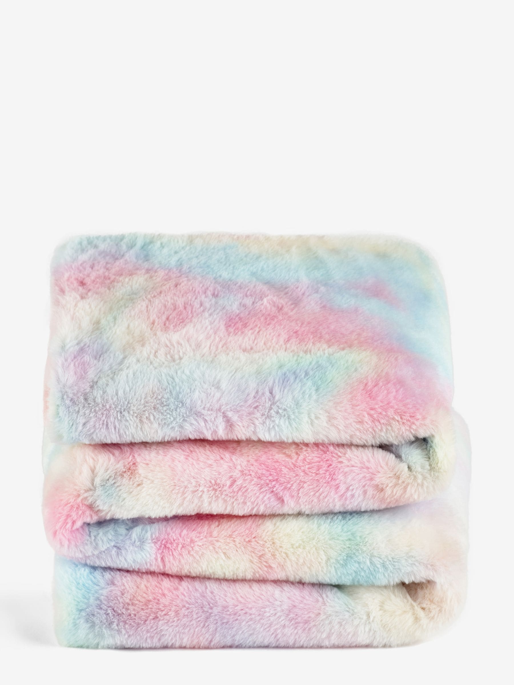 Sprei van imitatiebont met regenboog en ombré-effect