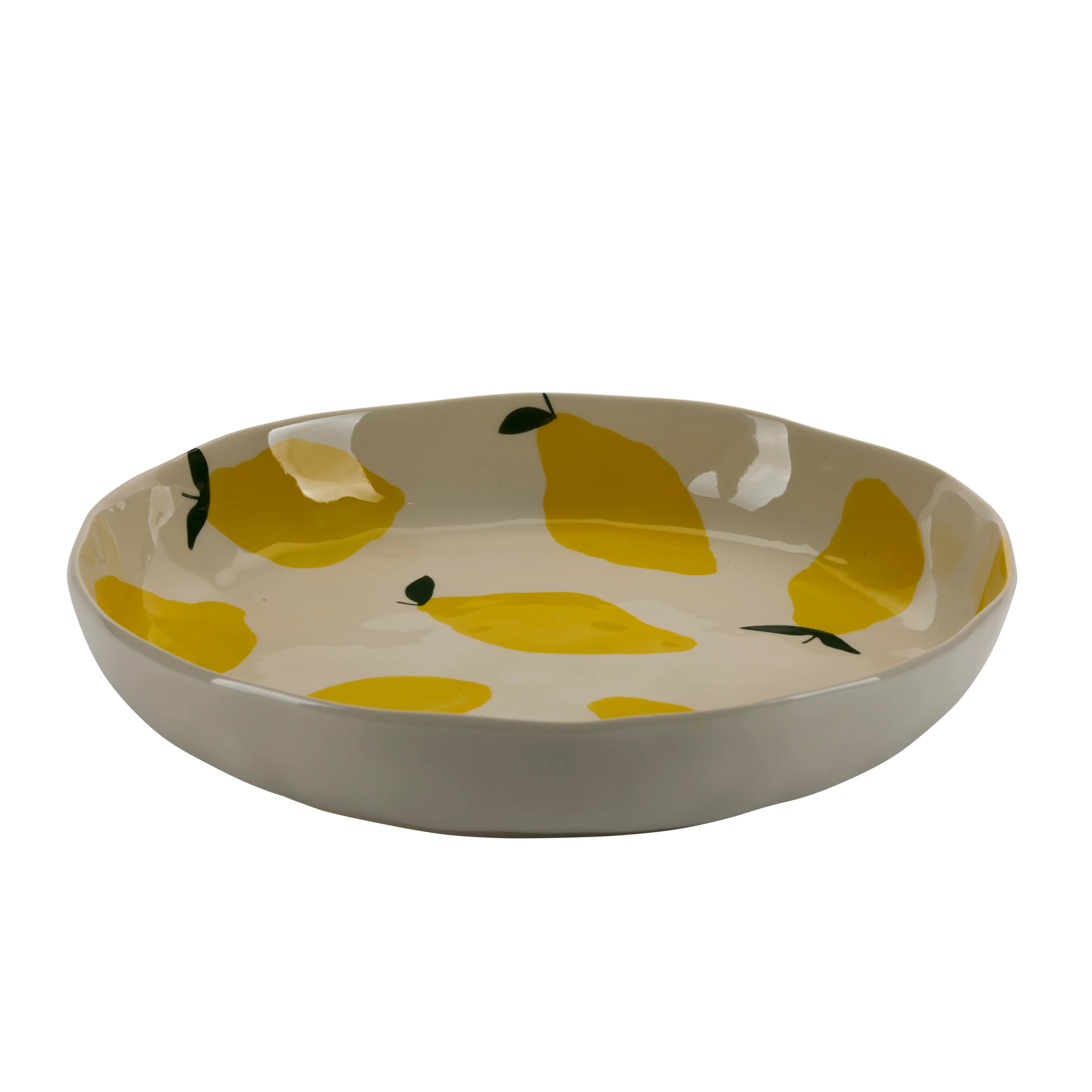 Bahne Interior  Fruit citron fad, hvid/gul - Ø30 cm.