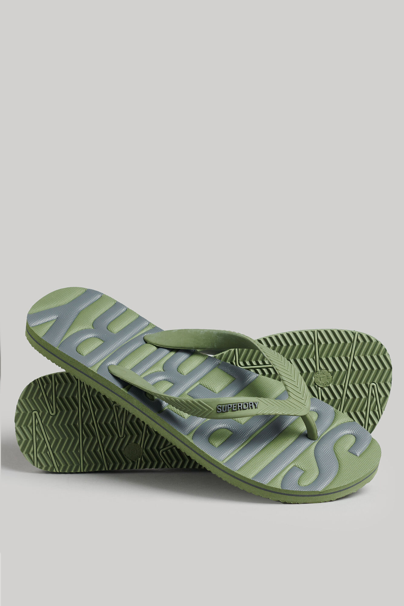 Chinelo vegano com logo vintage - cáqui escuro