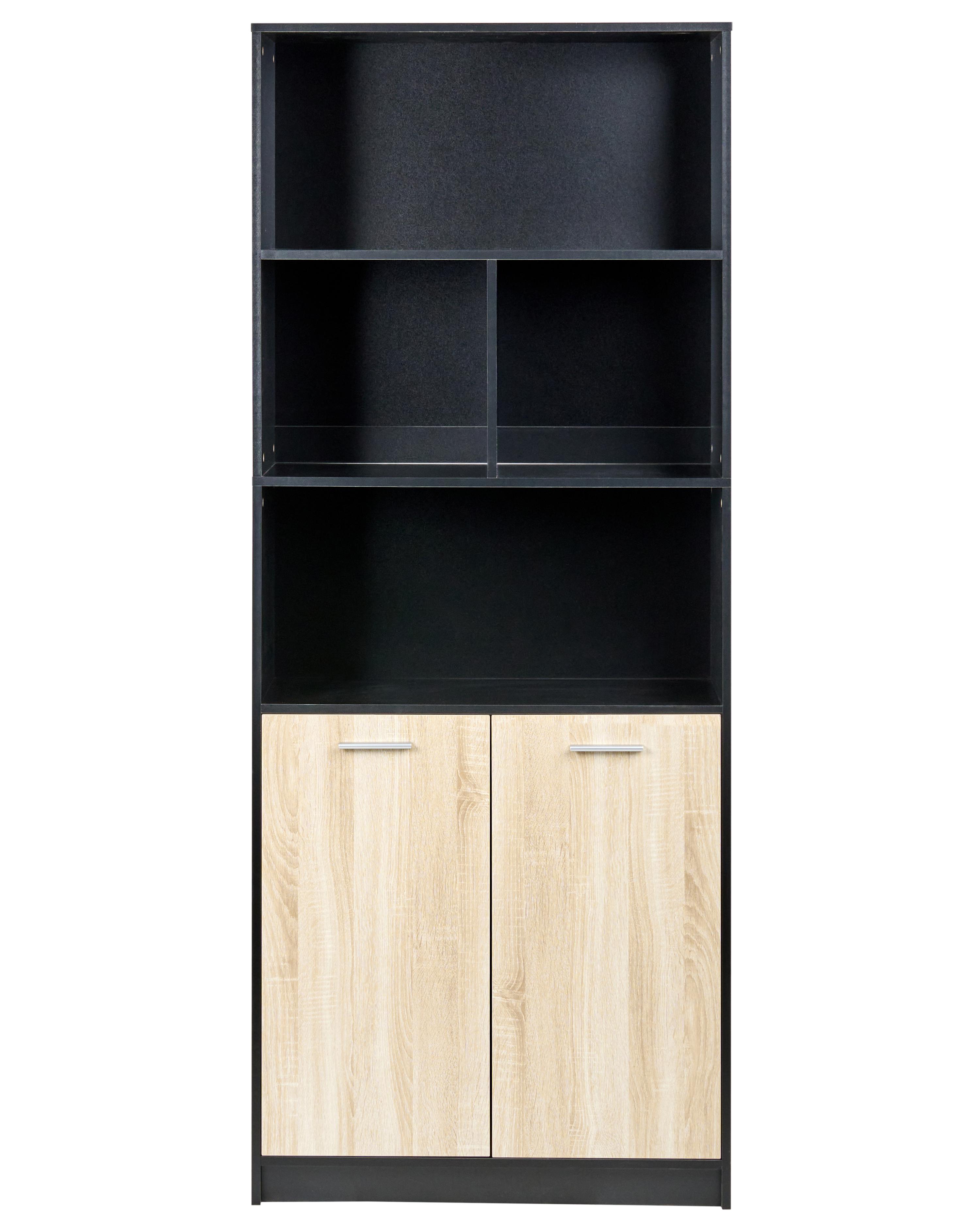Boekenkast met 2 deuren ZEHNA Bruin/zwart