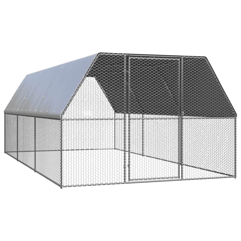 galinheiro de aço galvanizado vidaXL 2x10x2 m