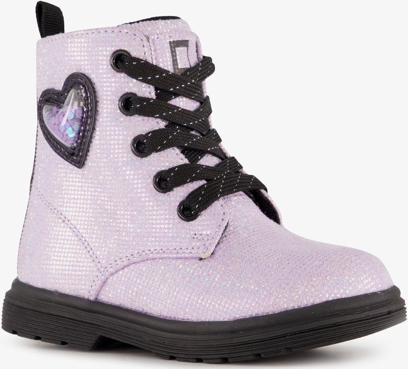 Blue Box meisjes veterboots met glitters lichtroze - Maat 21 - Uitneembare zool