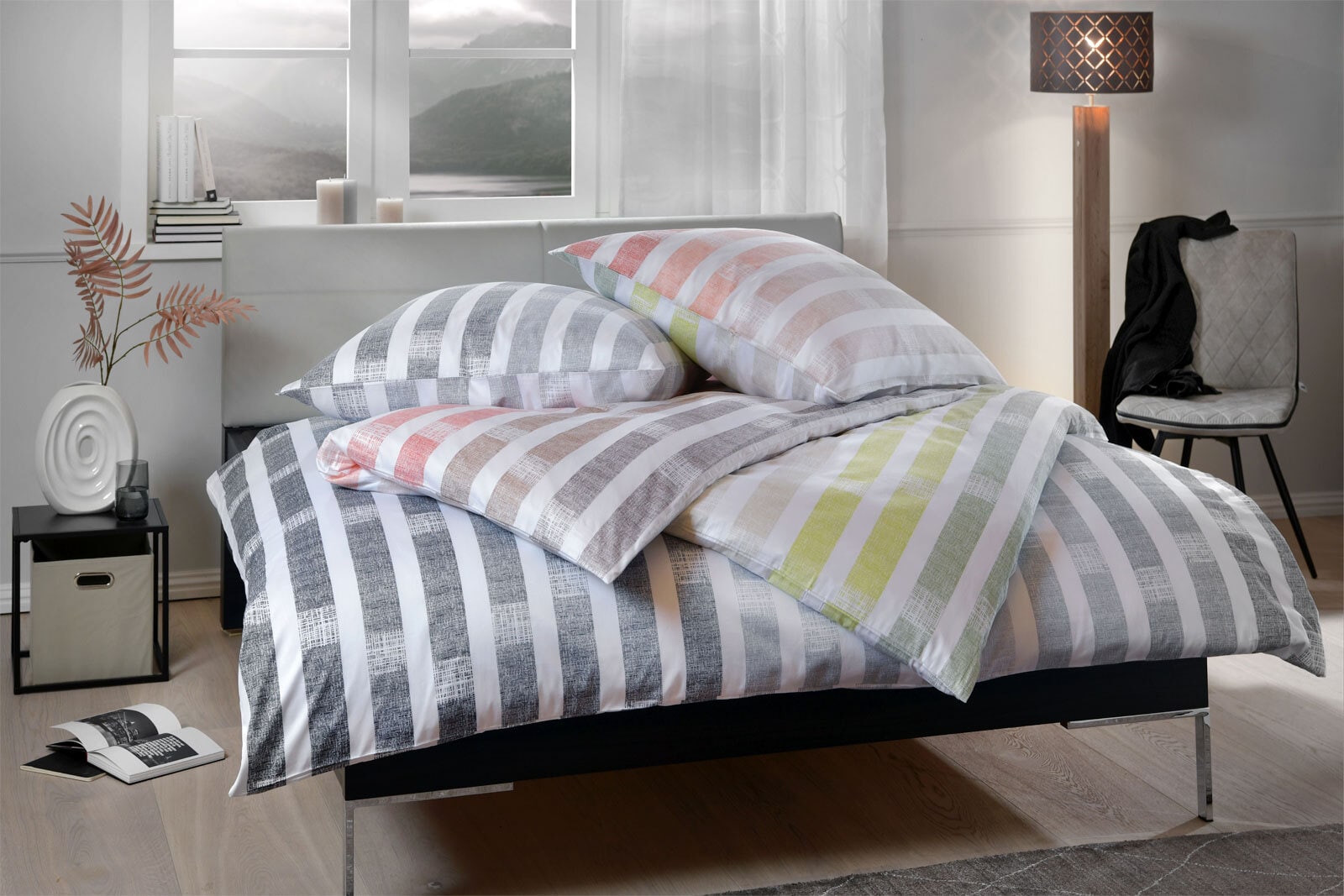 casaNOVA Satin-Bettwäsche HELEN 135 x 200 cm grau