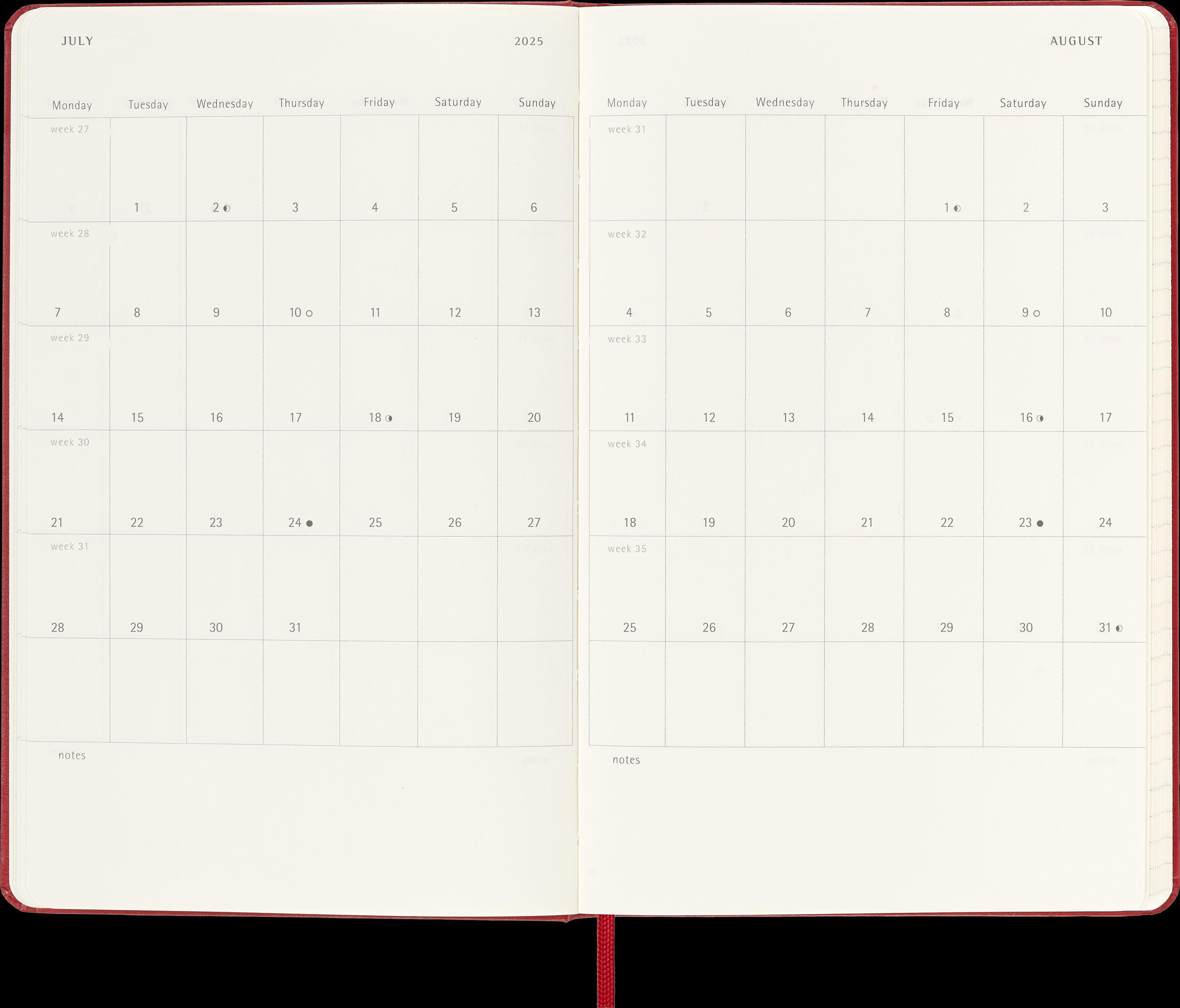 Moleskine 18 Monate Wochen Notizkalender 2024/2025, L/A5