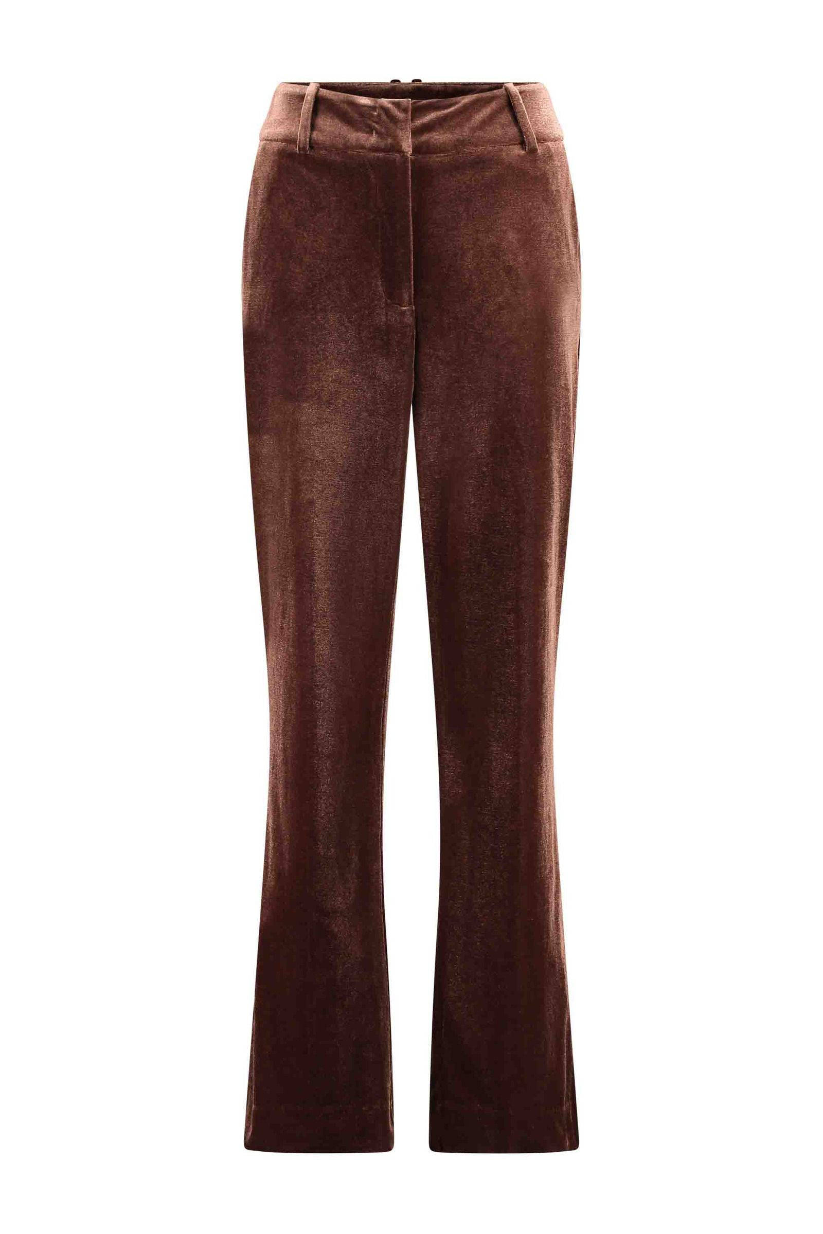 Expresso fluwelen high waist bootcut pantalon bruin