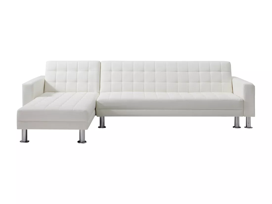 Canapé d'angle convertible et réversible en simili blanc WILLIS II
