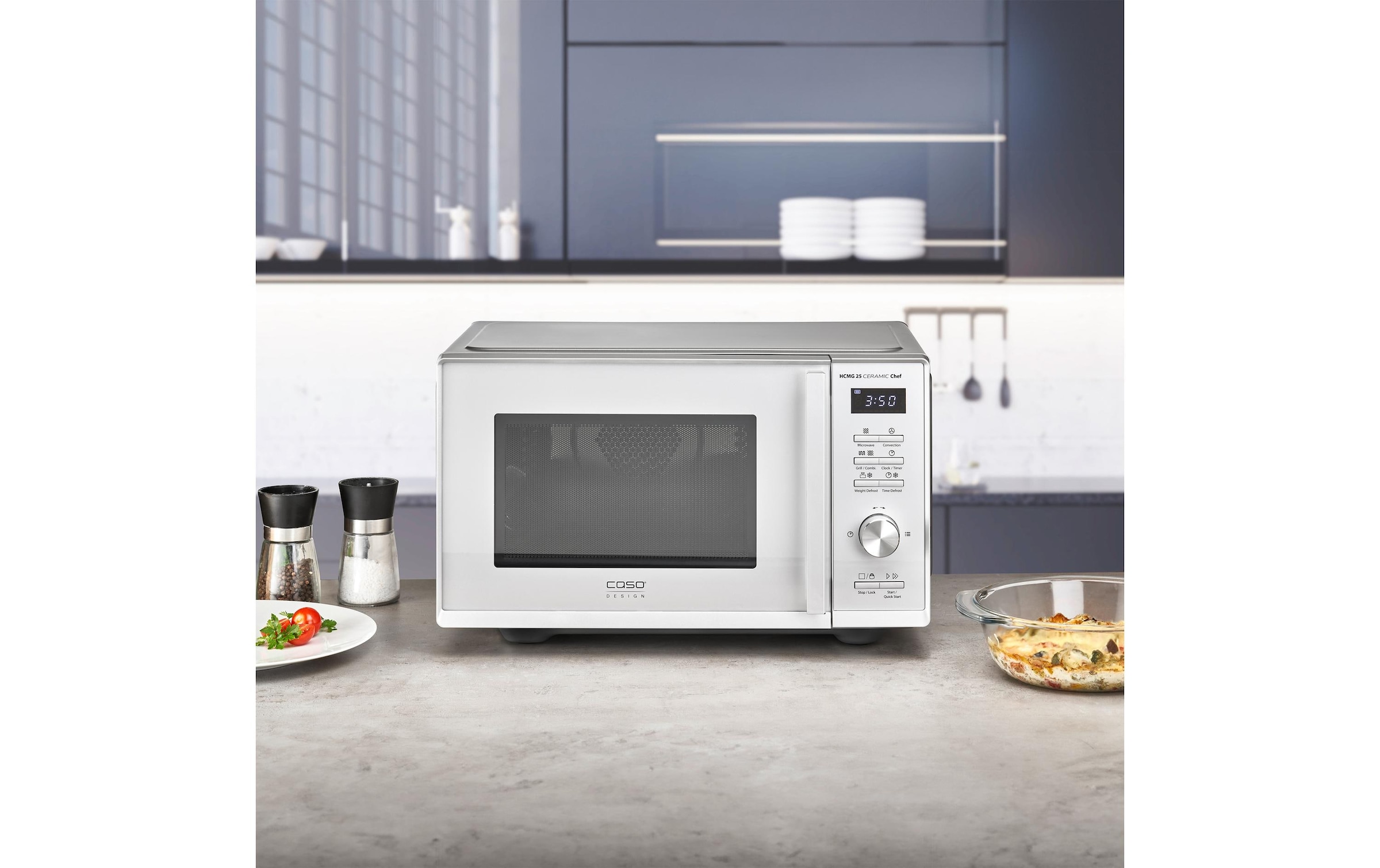 Caso Mikrowelle »mit Grill HCMG 25 Ceramic Chef Silber« 2100 W
