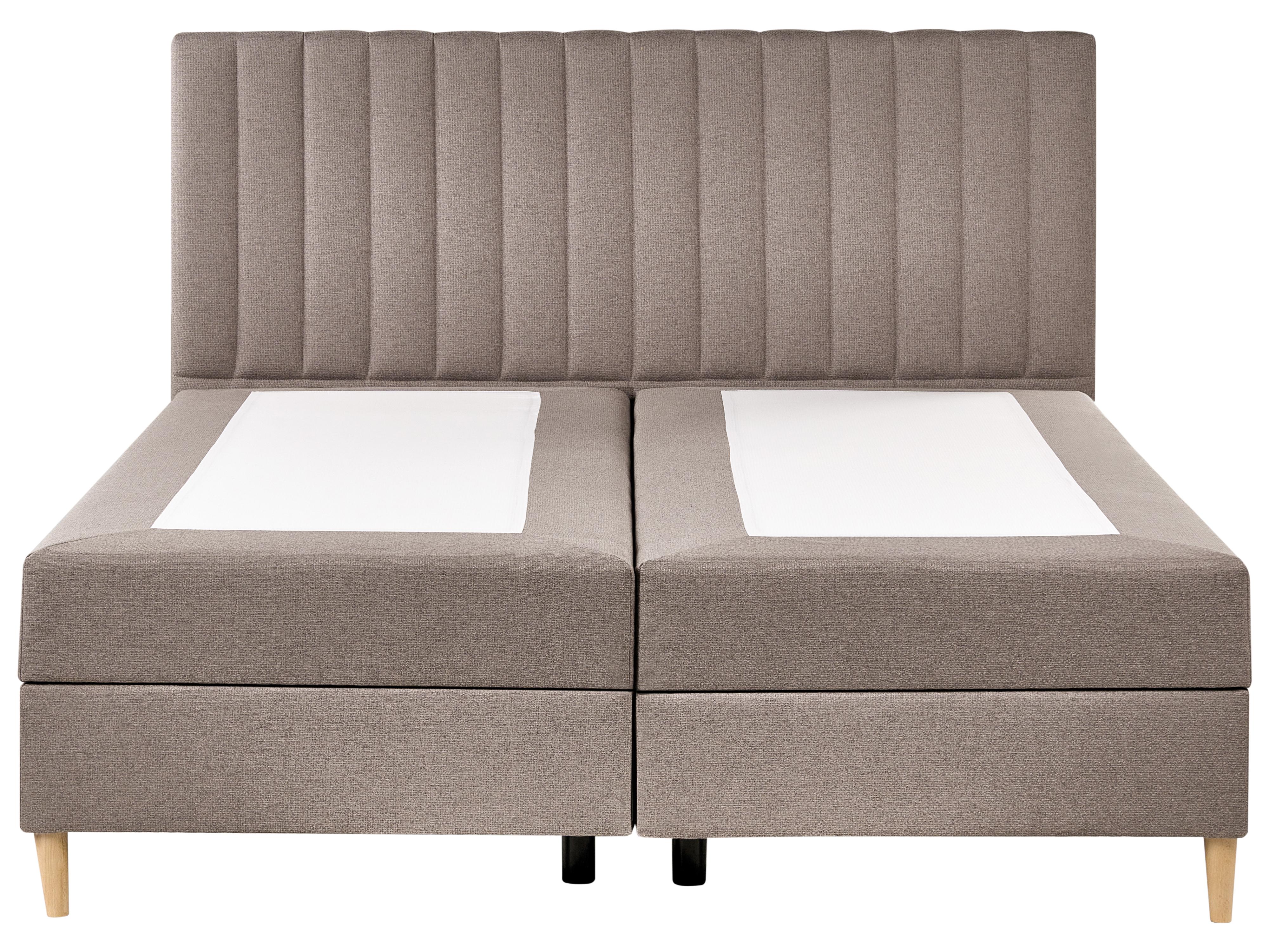 Boxspring met opbergruimte Stof OFFICER 180 x 200 cm Taupe