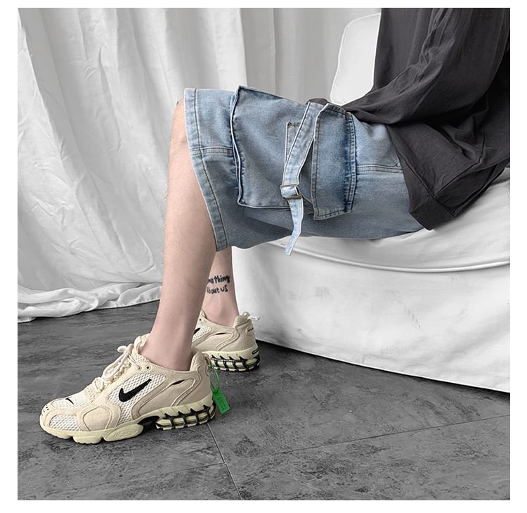 Macho - Cargo denim shorts met wijde pijpen