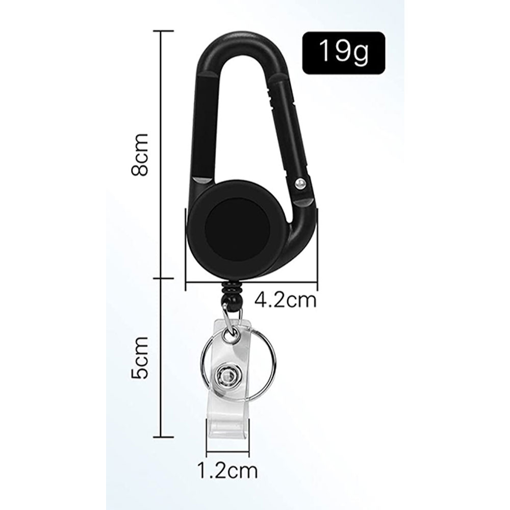 (2er Set) Anti-Lost Key-Bak Karabiner Haken Schlüsselanhänger mit Kartenhalter   Schlüsselring - Schwarz