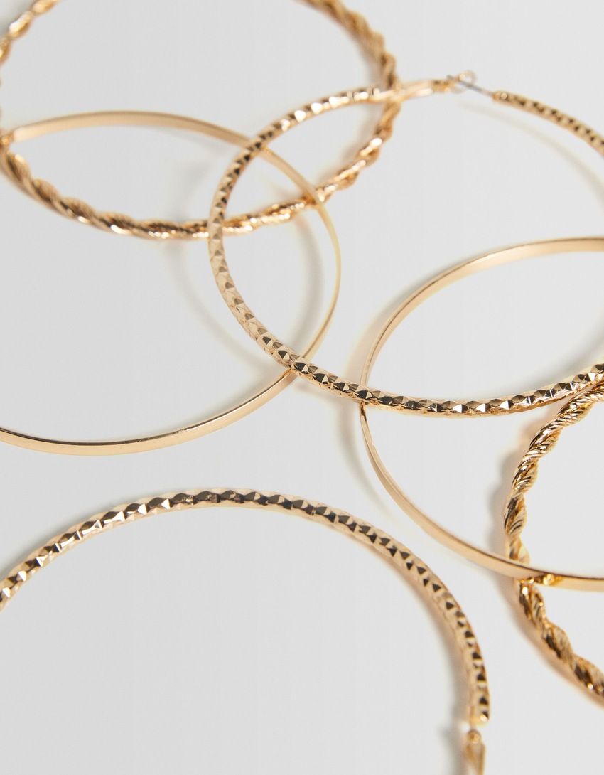 Conjunto com 3 pares de brincos de argola