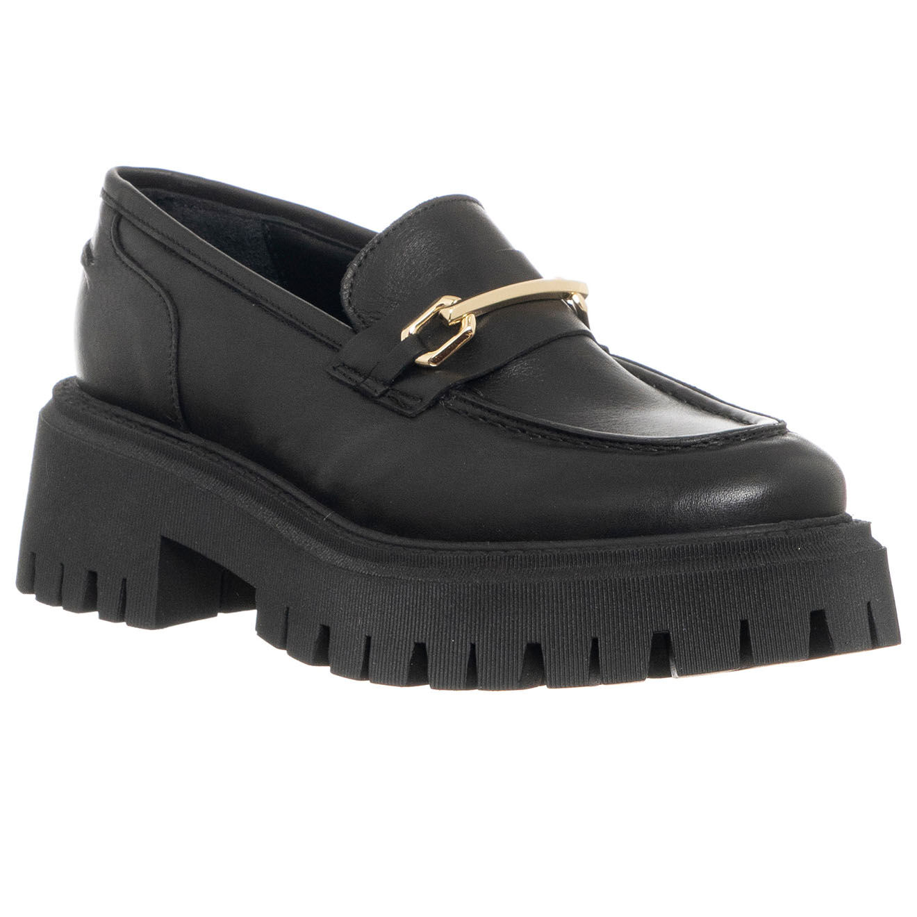 Loretta Pettinari Mocassins en Cuir Barbara noirs - Talon 5 cm