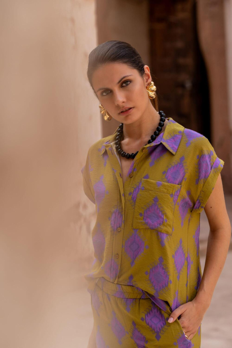 Geisha groene dames blouse