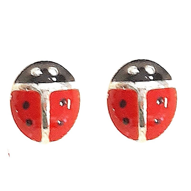 Boucles d'oreilles enfant Coccinelle rouge en argent 925°/00
