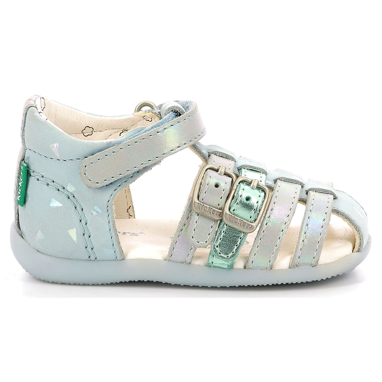 Kickers Sandales en Cuir Bigkro bleu clair/plumetis