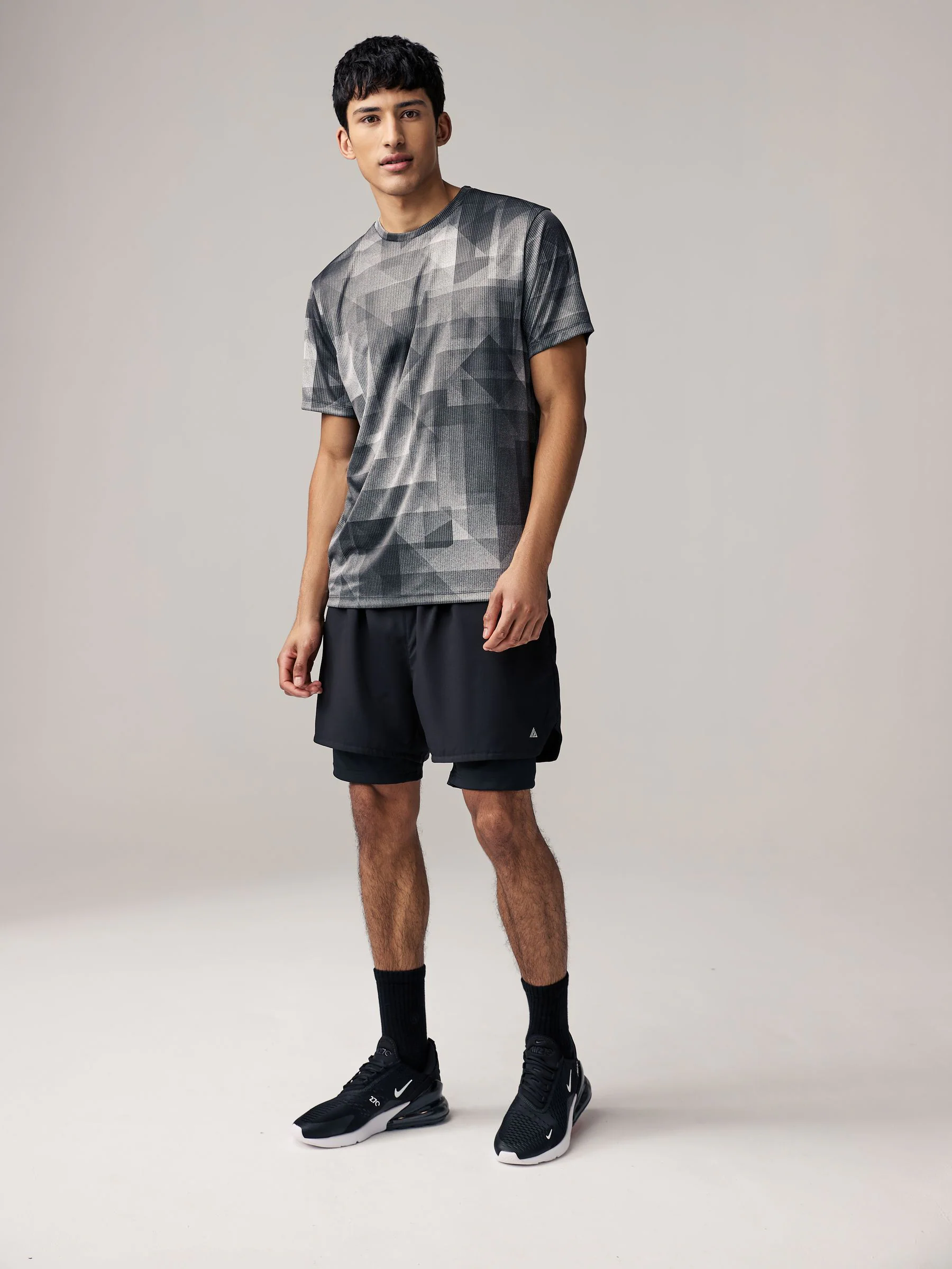 Zwart-wit mono - Active Gym training T-shirt met print