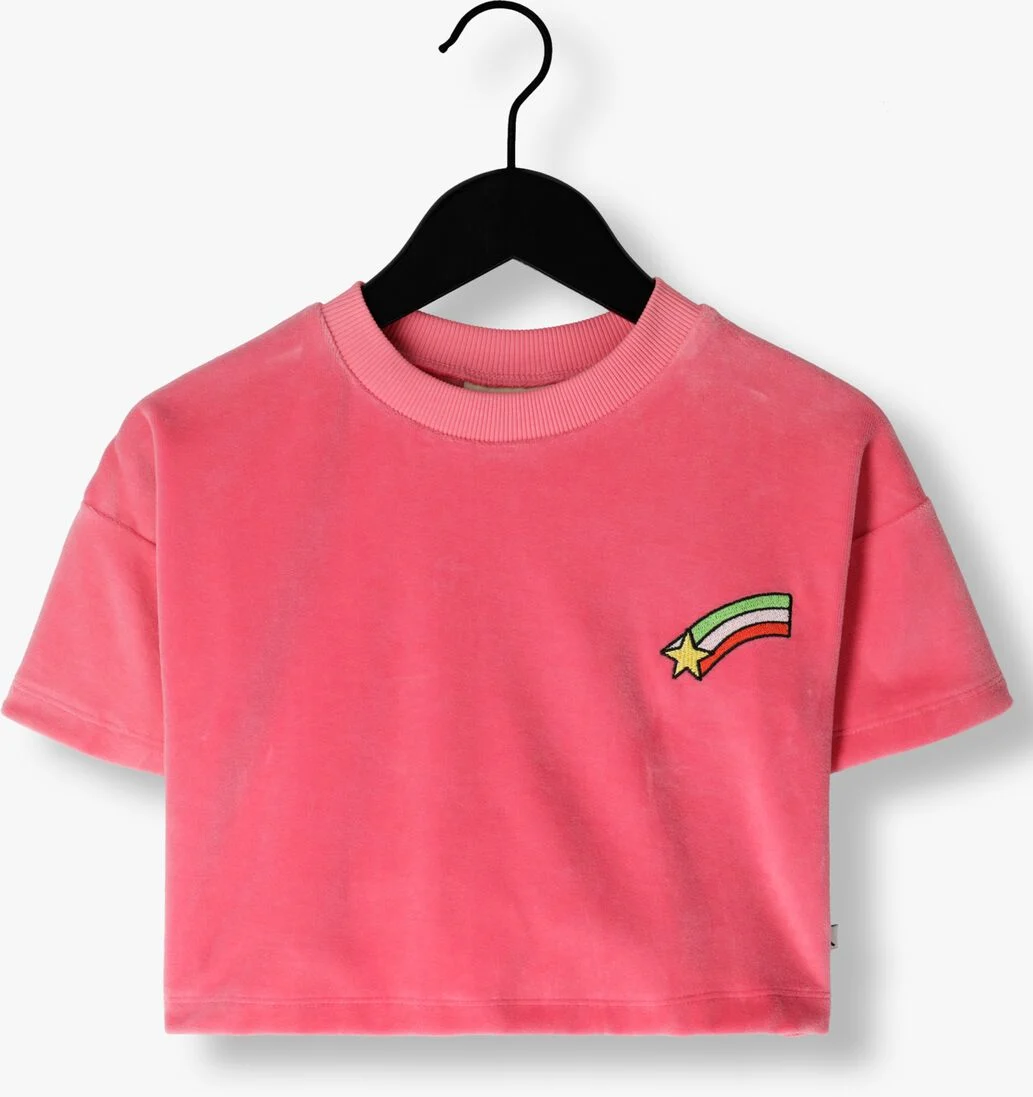 CARLIJNQ roze carlijnq t-shirt basic - cropped shirt with embroidery