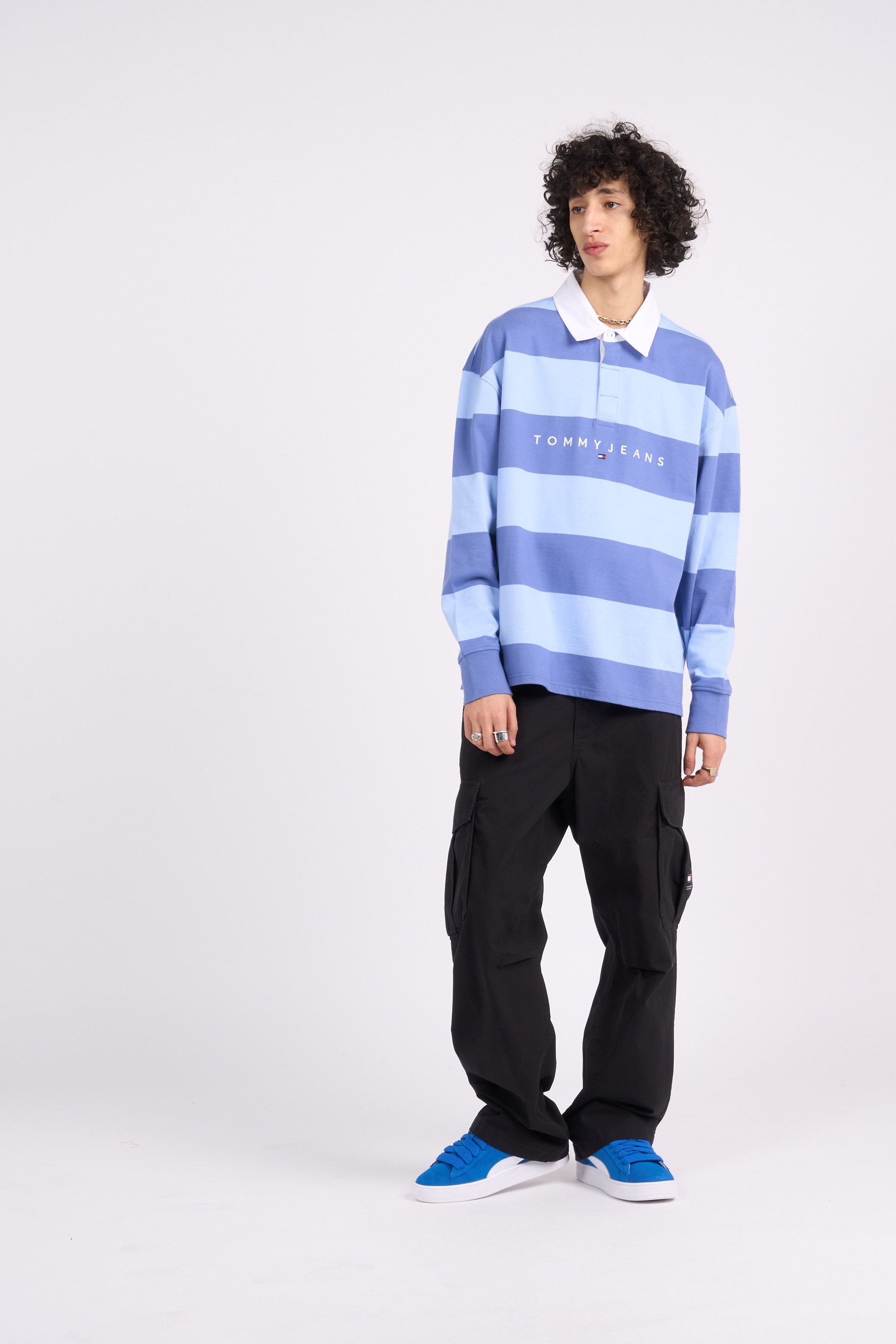 TOMMY JEANS Polo TJM RLX LINEAR STRIP Bleu