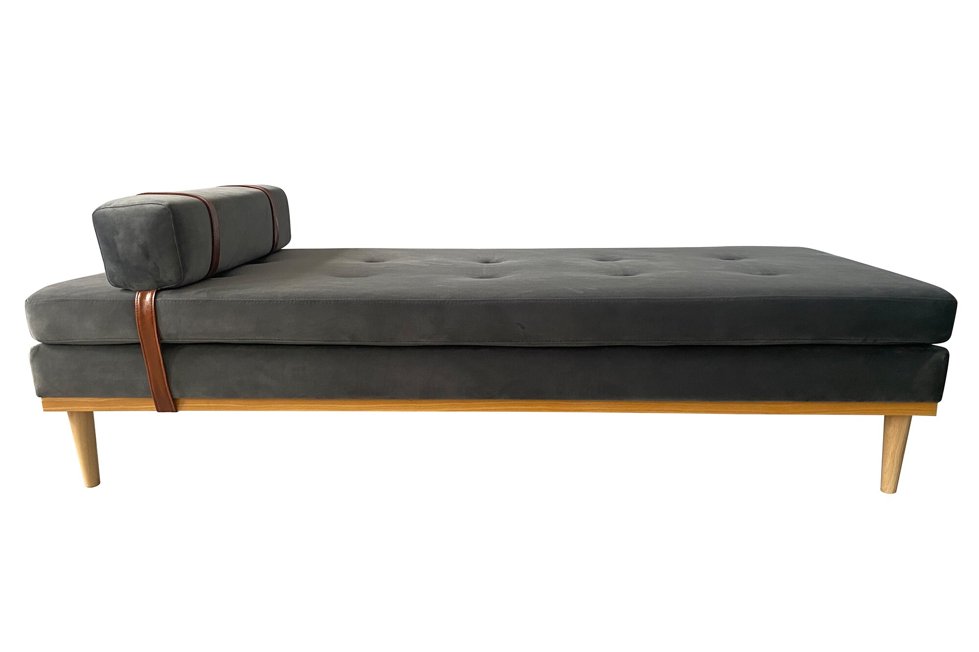 Daybed Samt grau Gästebett Tagesbett Bett Relaxliege Lounge