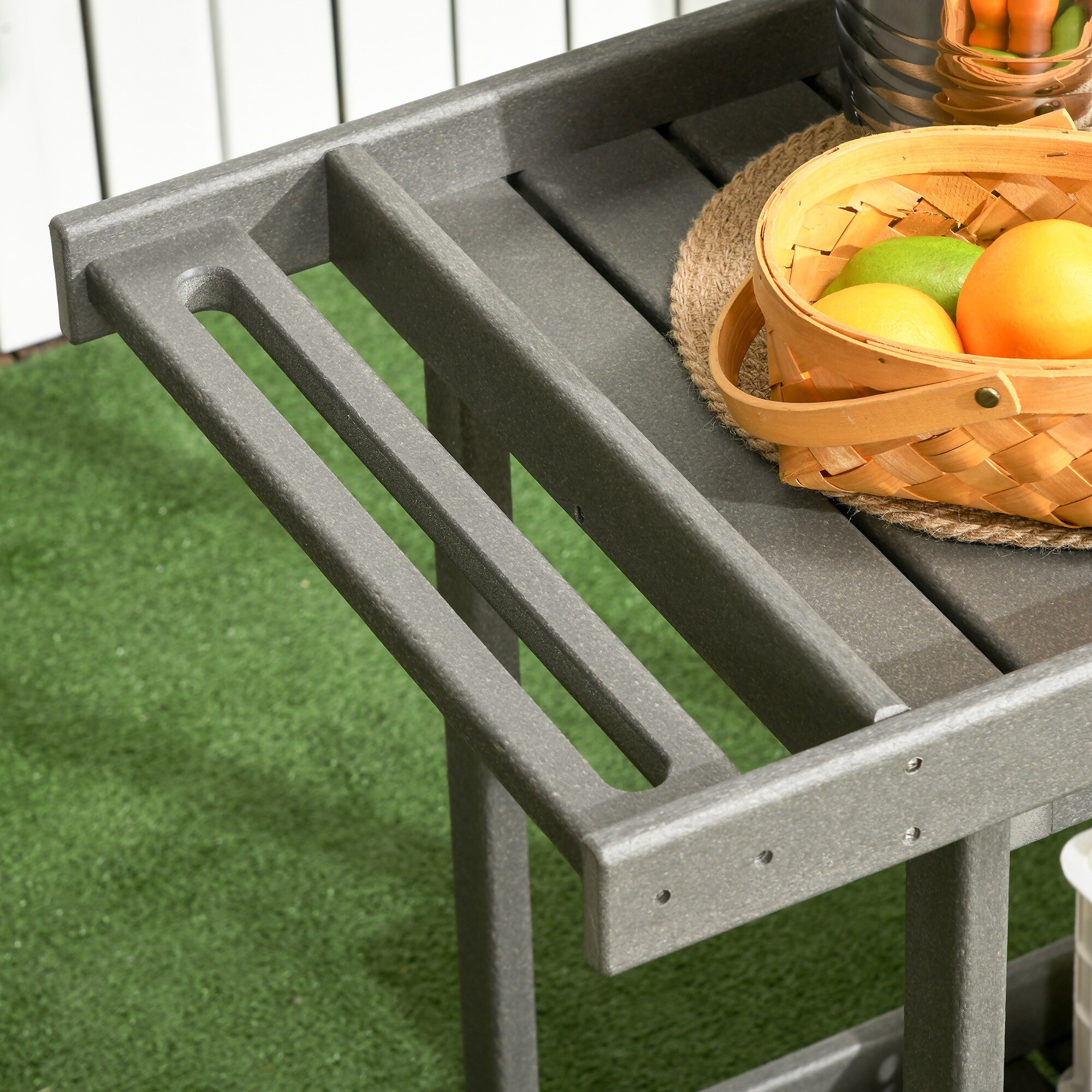 Outsunny Servierwagen mit Handtuchhalter grau 87L x 50B x 80H cm