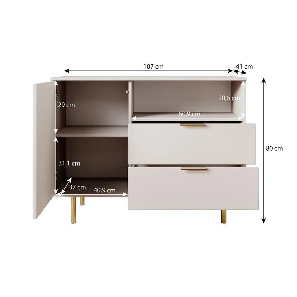 Meubella - Dressoir Nicola - Mat zwart - 107 cm