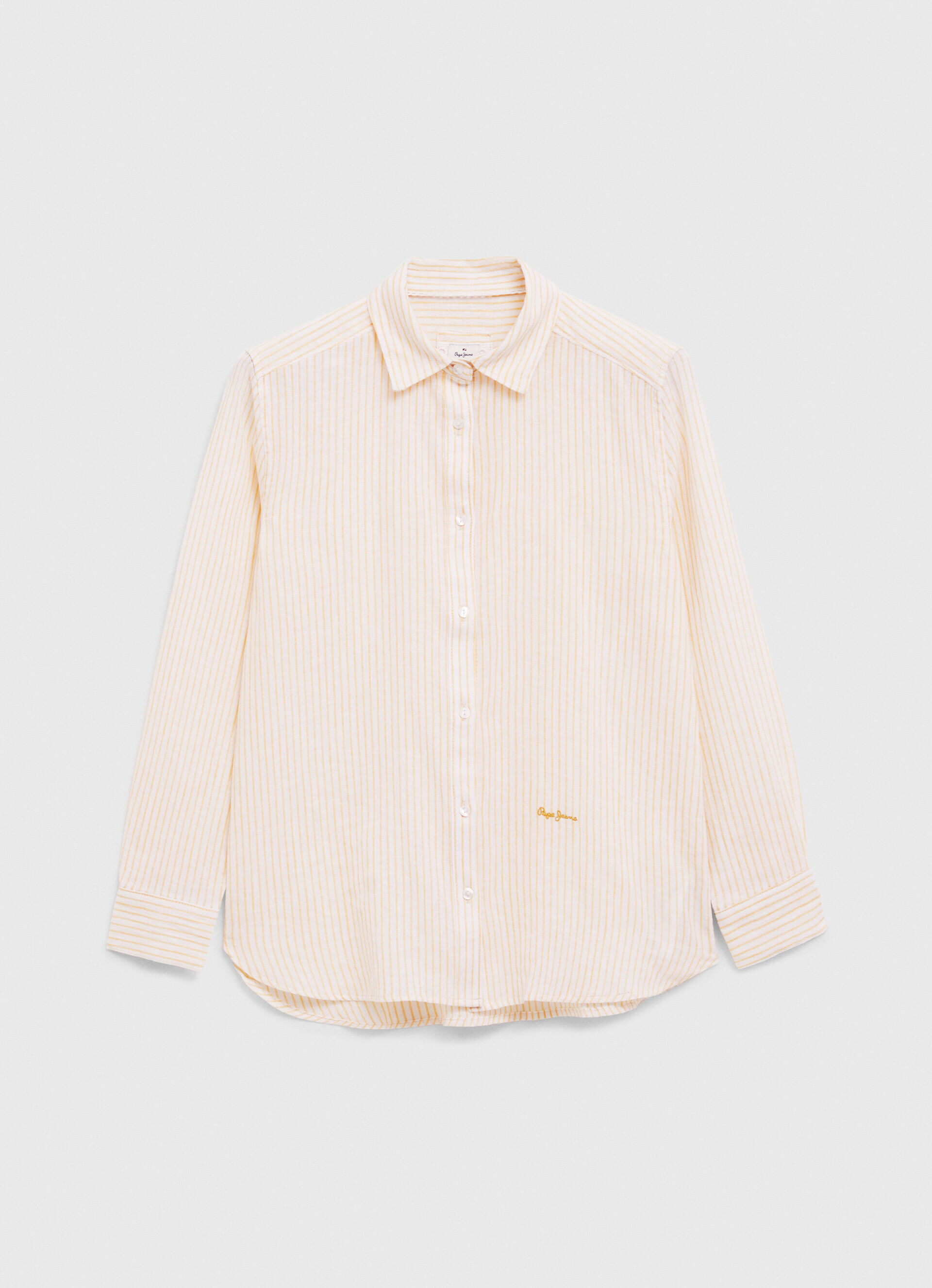 CAMISA DE LINHO LISTRADA DE CORTE REGULAR - brilho