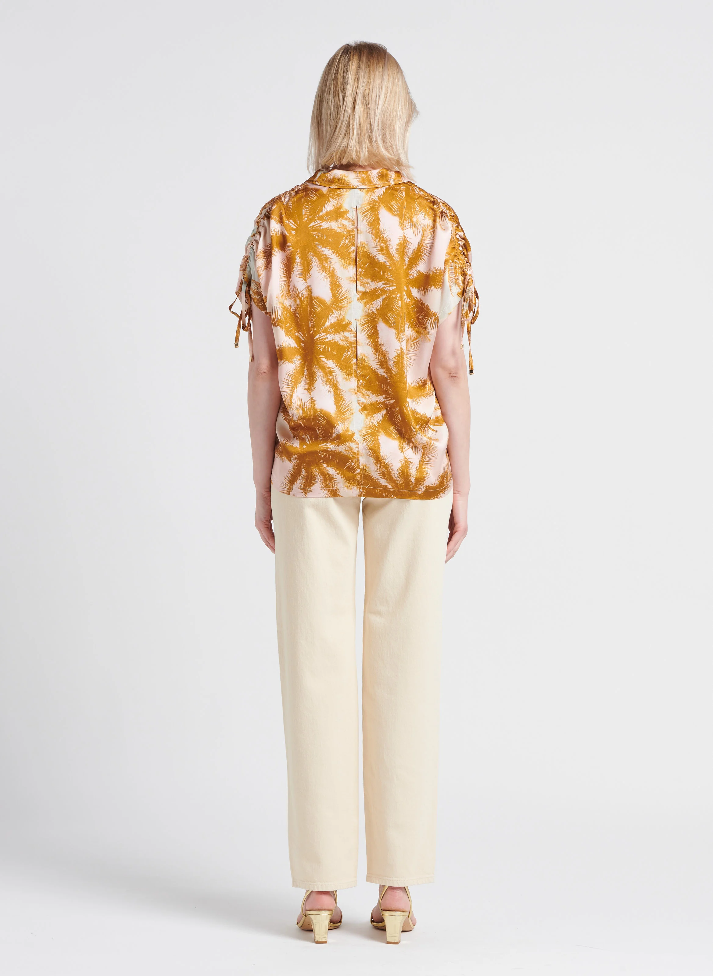 KELLY - Jean droit taille haute en coton | Beige