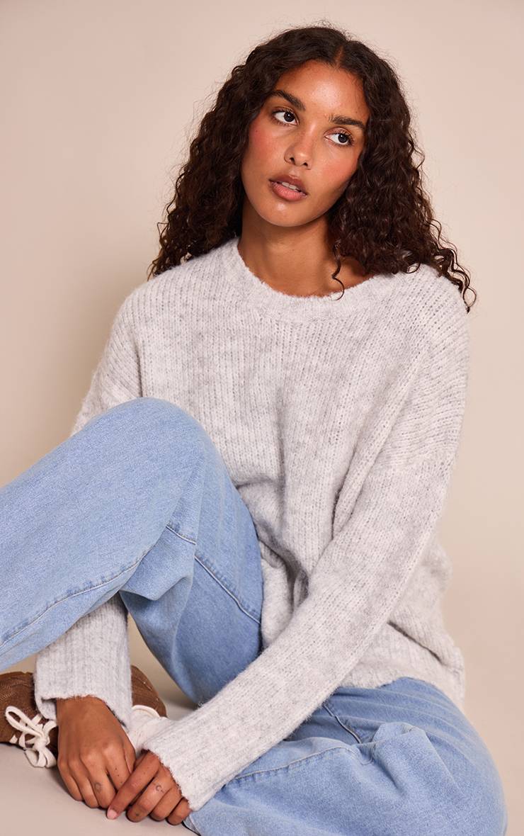 Gris Clair Synthétiquell Oversize À Détails Côtelés