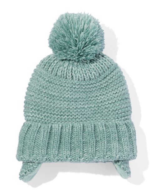 bonnet pour bébé avec pompon à rayures vert