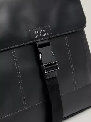 Mochila de couro com bolso de clipe