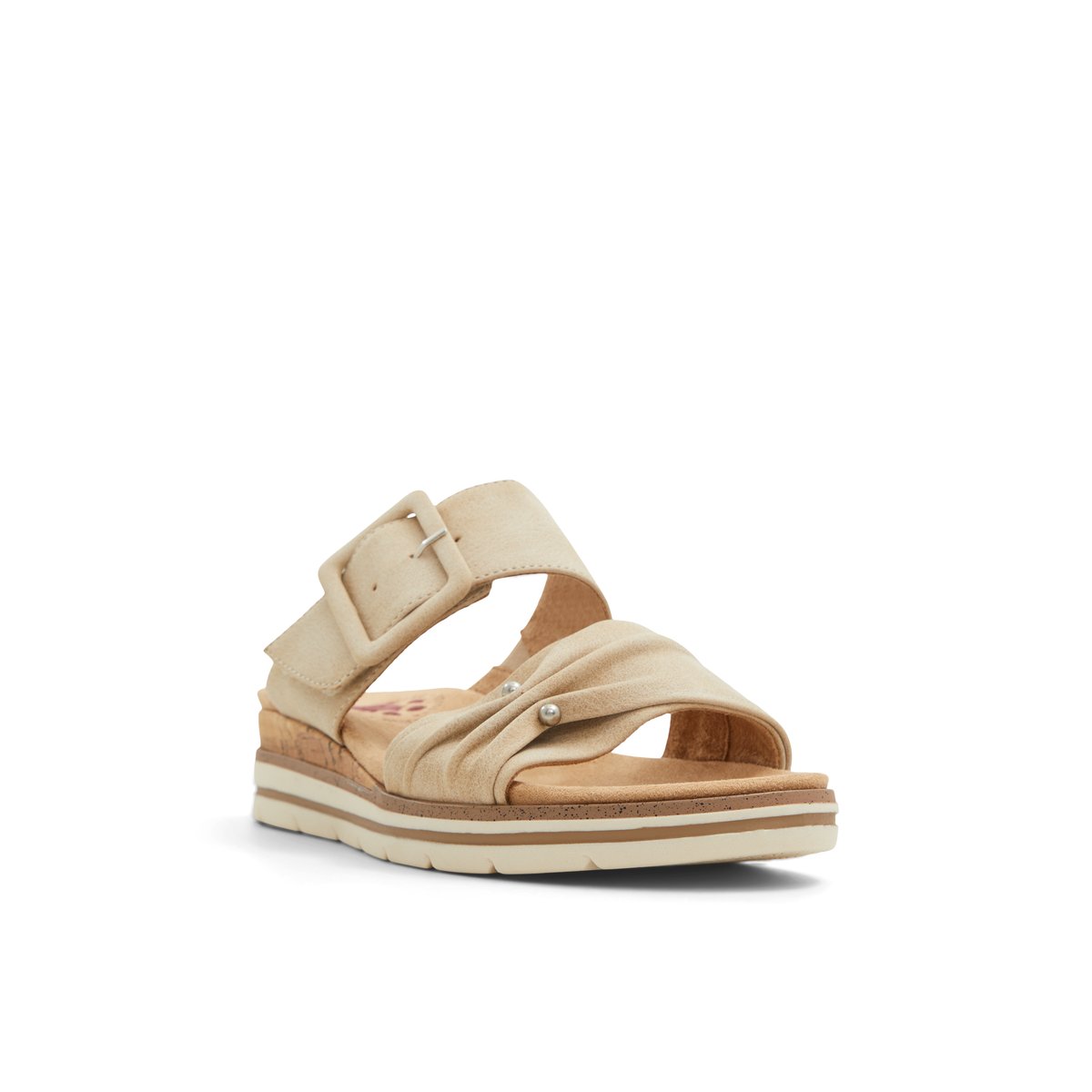 SOLEMATE-Adindra-Sandales compensées à glissière - Talon compensé - Beige