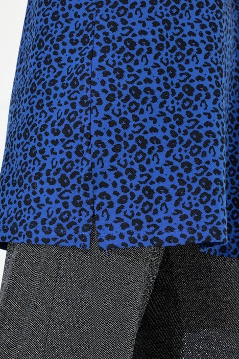 Longshirt, Leomuster, Glitzer-Statement, 3/4-Ärmel