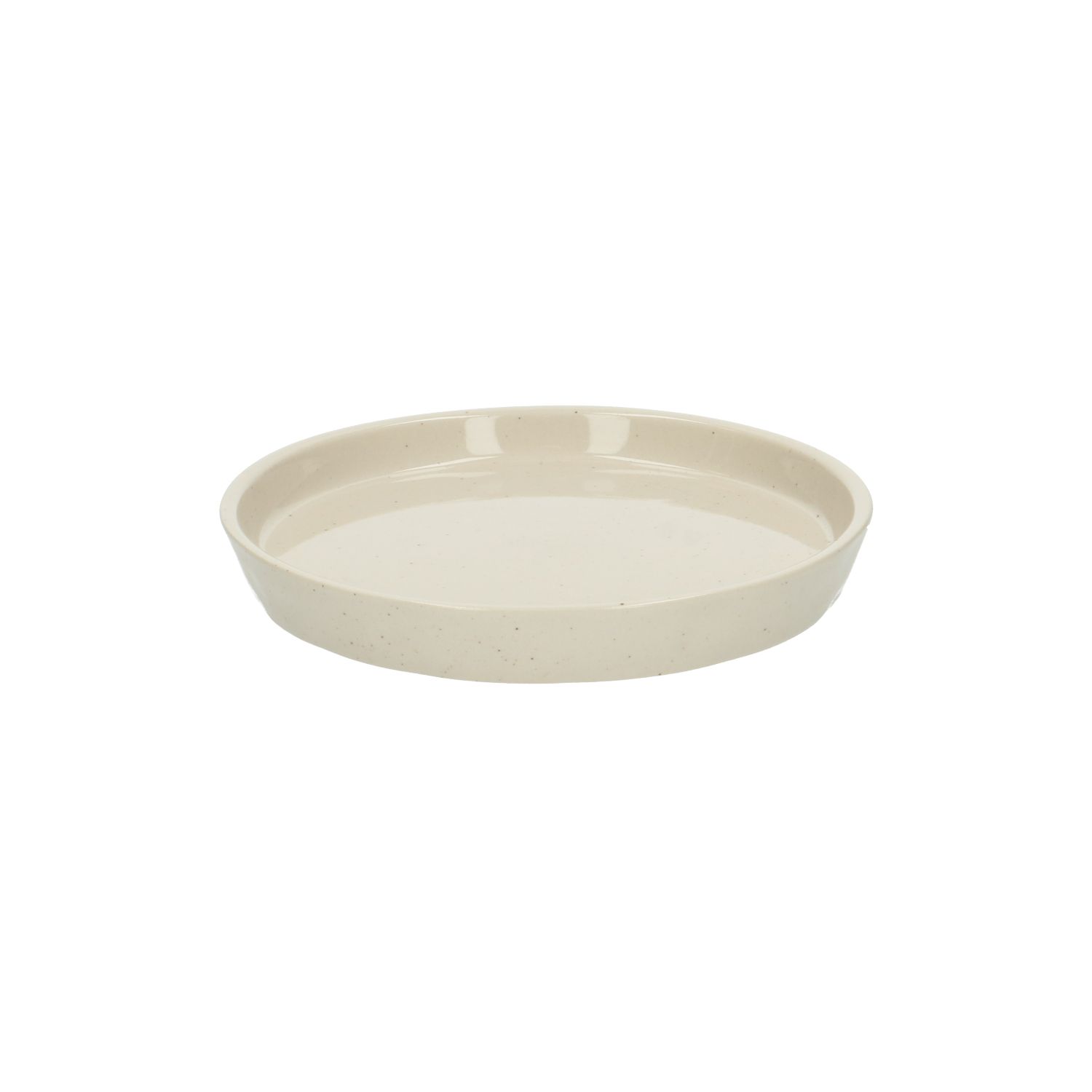 Gebaksbord, steengoed, beige, spikkel, Ø 15 cm