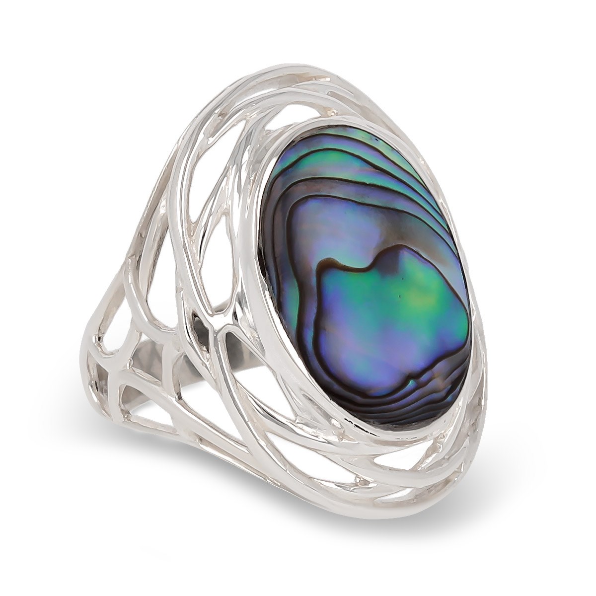 Bague Nid d'Argent 925 avec Nacre Abalone | Aden Boutique