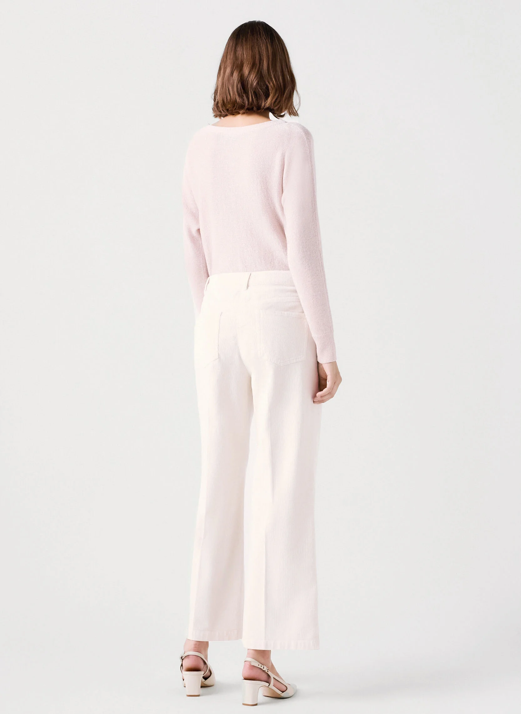 PRUNELLE - Pantalon large en velours côtelé | Beige